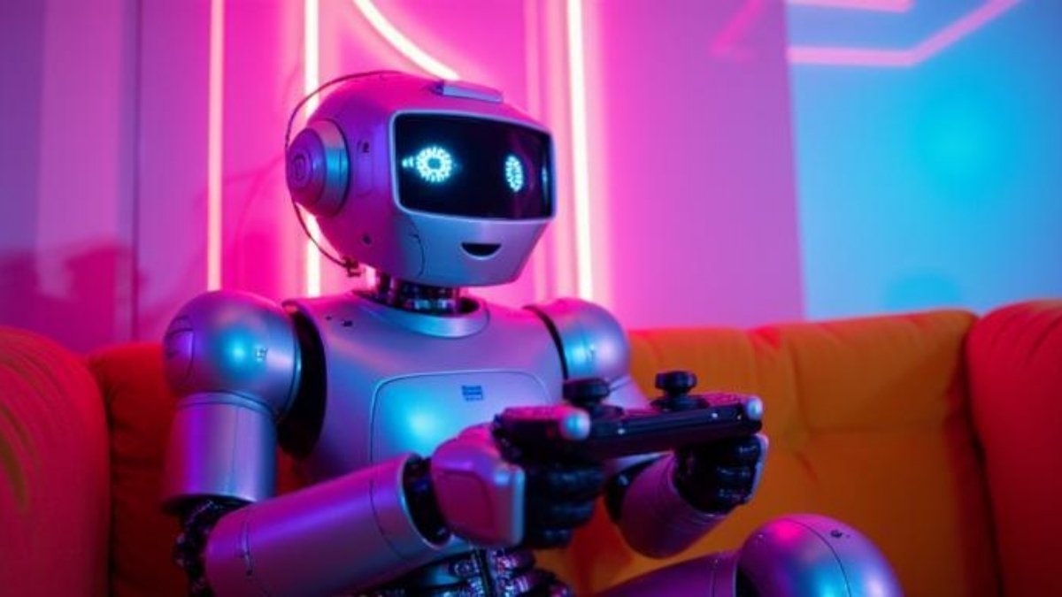 robô, gaming, jogador, IA, inteligência artificial